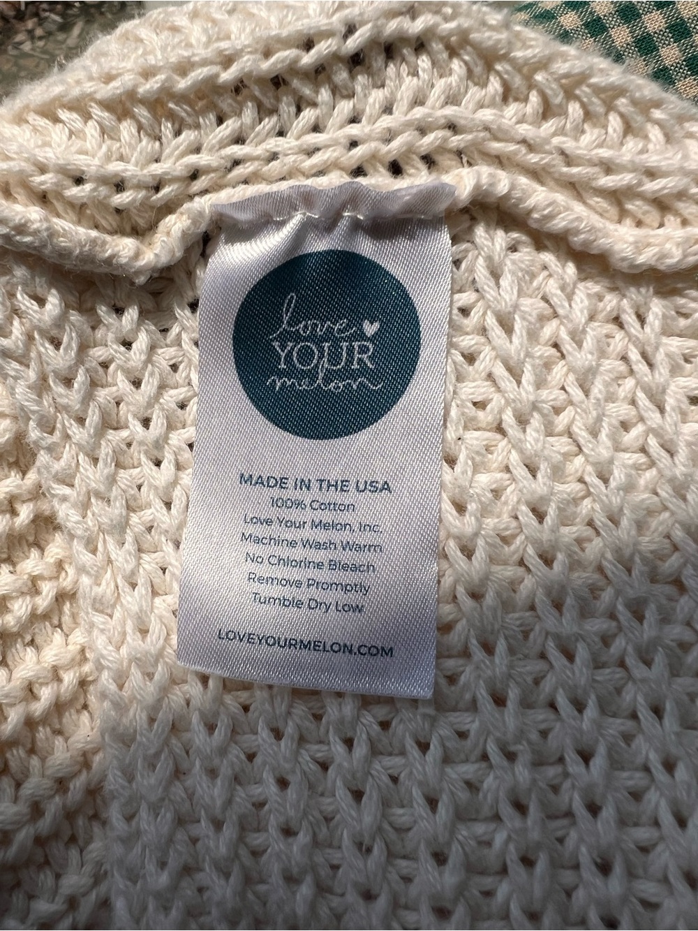 Love Your Melon 100 % Cotton Cream Knit Poncho - Picture 4 of 4